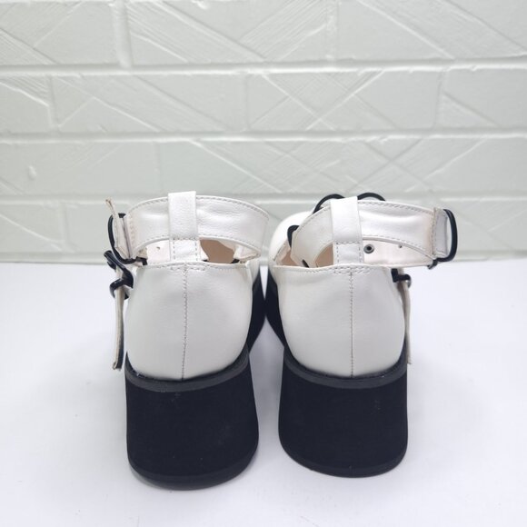 Demonia Sprite - 02 White Faux Leather Heart Strap Mary Jane Platform Lolita 8 - Picture 3 of 9